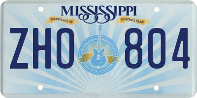 MS license plate ZHO804