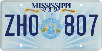 MS license plate ZHO807