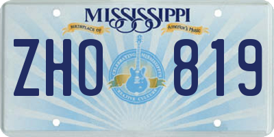 MS license plate ZHO819
