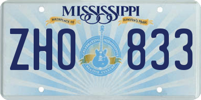 MS license plate ZHO833