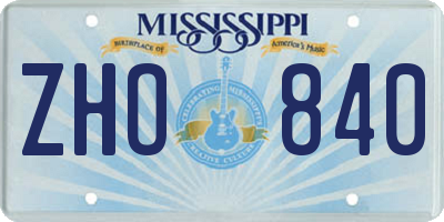 MS license plate ZHO840