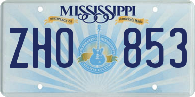 MS license plate ZHO853