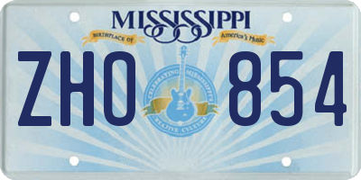 MS license plate ZHO854