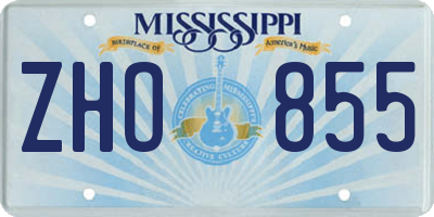 MS license plate ZHO855