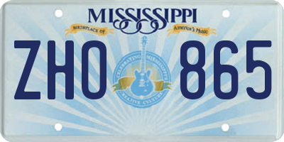MS license plate ZHO865