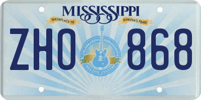 MS license plate ZHO868