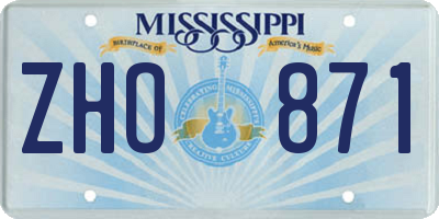 MS license plate ZHO871