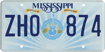 MS license plate ZHO874