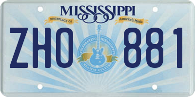 MS license plate ZHO881