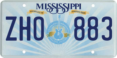 MS license plate ZHO883