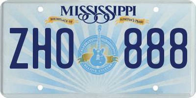 MS license plate ZHO888