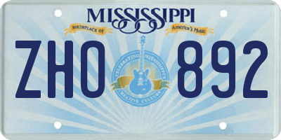MS license plate ZHO892