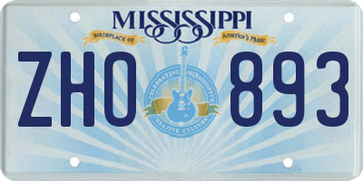 MS license plate ZHO893