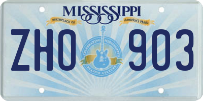 MS license plate ZHO903