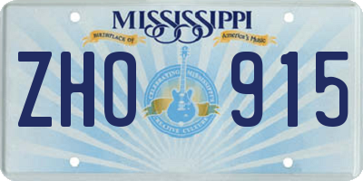 MS license plate ZHO915