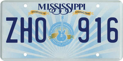 MS license plate ZHO916