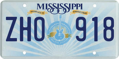 MS license plate ZHO918