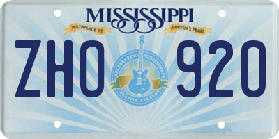 MS license plate ZHO920