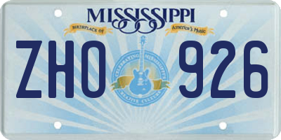 MS license plate ZHO926