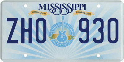 MS license plate ZHO930