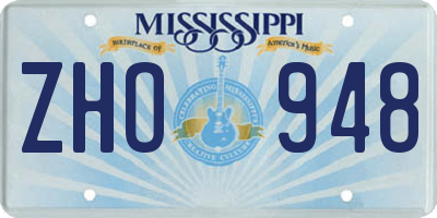 MS license plate ZHO948