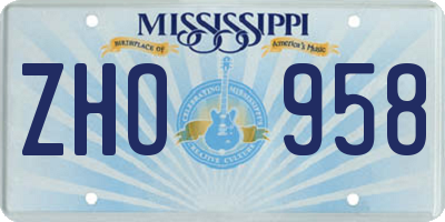 MS license plate ZHO958