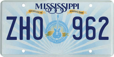 MS license plate ZHO962