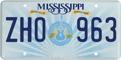 MS license plate ZHO963