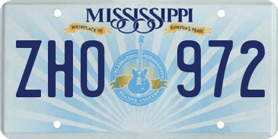 MS license plate ZHO972