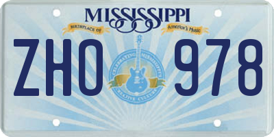 MS license plate ZHO978