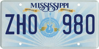 MS license plate ZHO980