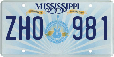 MS license plate ZHO981