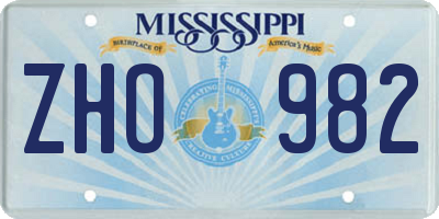 MS license plate ZHO982