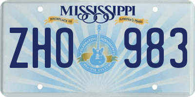 MS license plate ZHO983