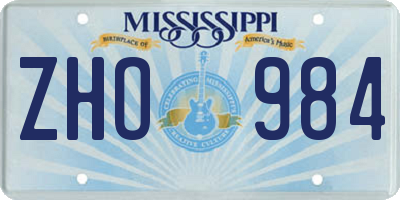 MS license plate ZHO984