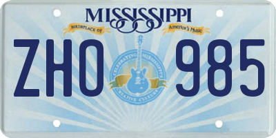 MS license plate ZHO985