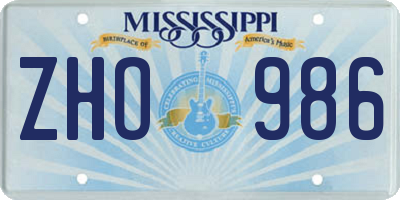 MS license plate ZHO986