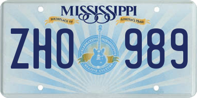 MS license plate ZHO989