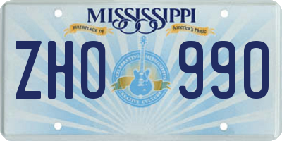 MS license plate ZHO990