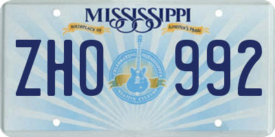 MS license plate ZHO992