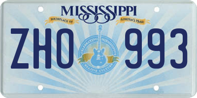 MS license plate ZHO993