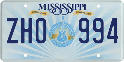 MS license plate ZHO994