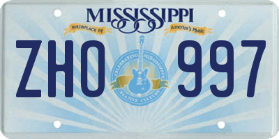 MS license plate ZHO997