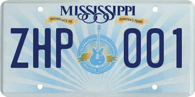 MS license plate ZHP001