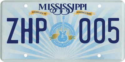 MS license plate ZHP005
