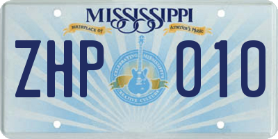 MS license plate ZHP010