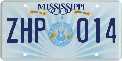 MS license plate ZHP014