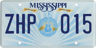MS license plate ZHP015