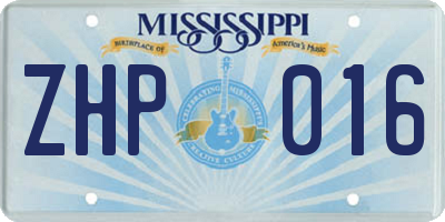 MS license plate ZHP016
