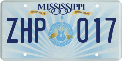 MS license plate ZHP017